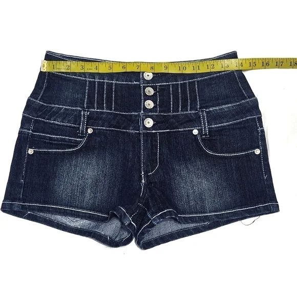 Denim Bell Button Shorts - Picture 3 of 5
